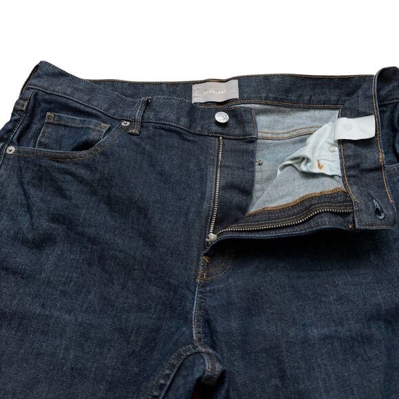 Everlane Denim Jeans Mens 36x34 (Fits 36x33) Athletic Slim Fit Stretch Dark Blue - Picture 3 of 5